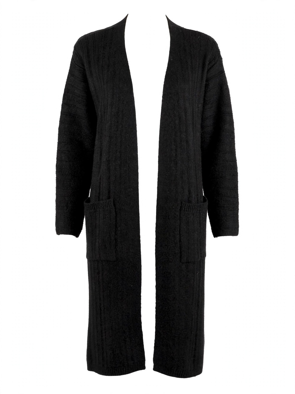 a.n.a Black Longline Open-Front Cardigan with Pockets